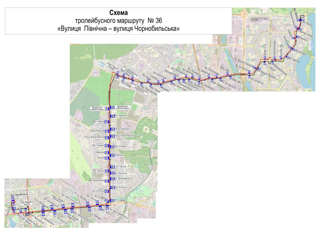Тролейбус №36 Київ: схема маршруту