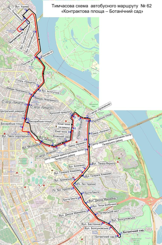 У Києві знову почнуть курсувати автобуси №25, №62 і тролейбус №38: схема