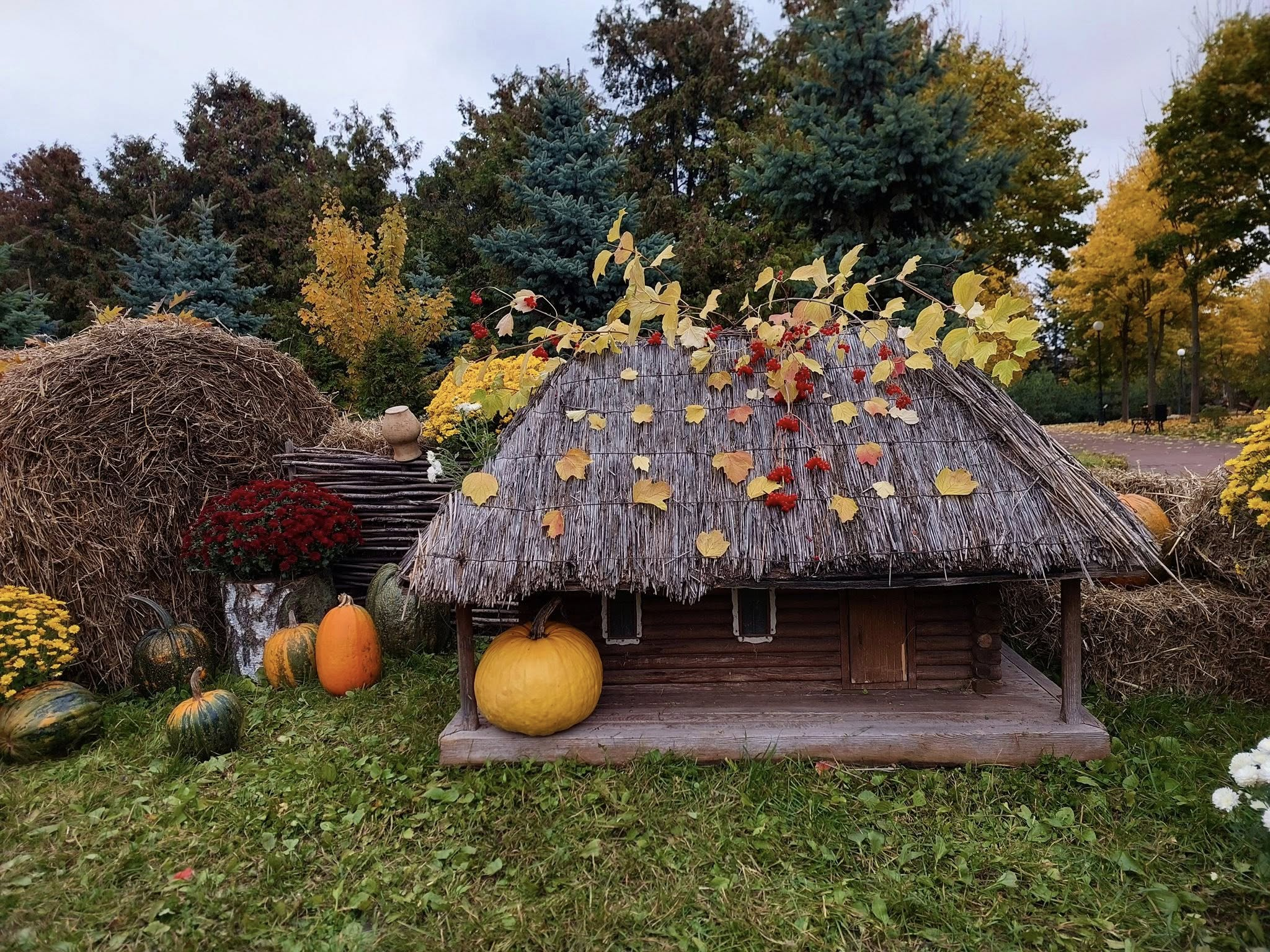 В парку "Відрадний" у Києві облаштували осінню фотозону з українськими мотивами