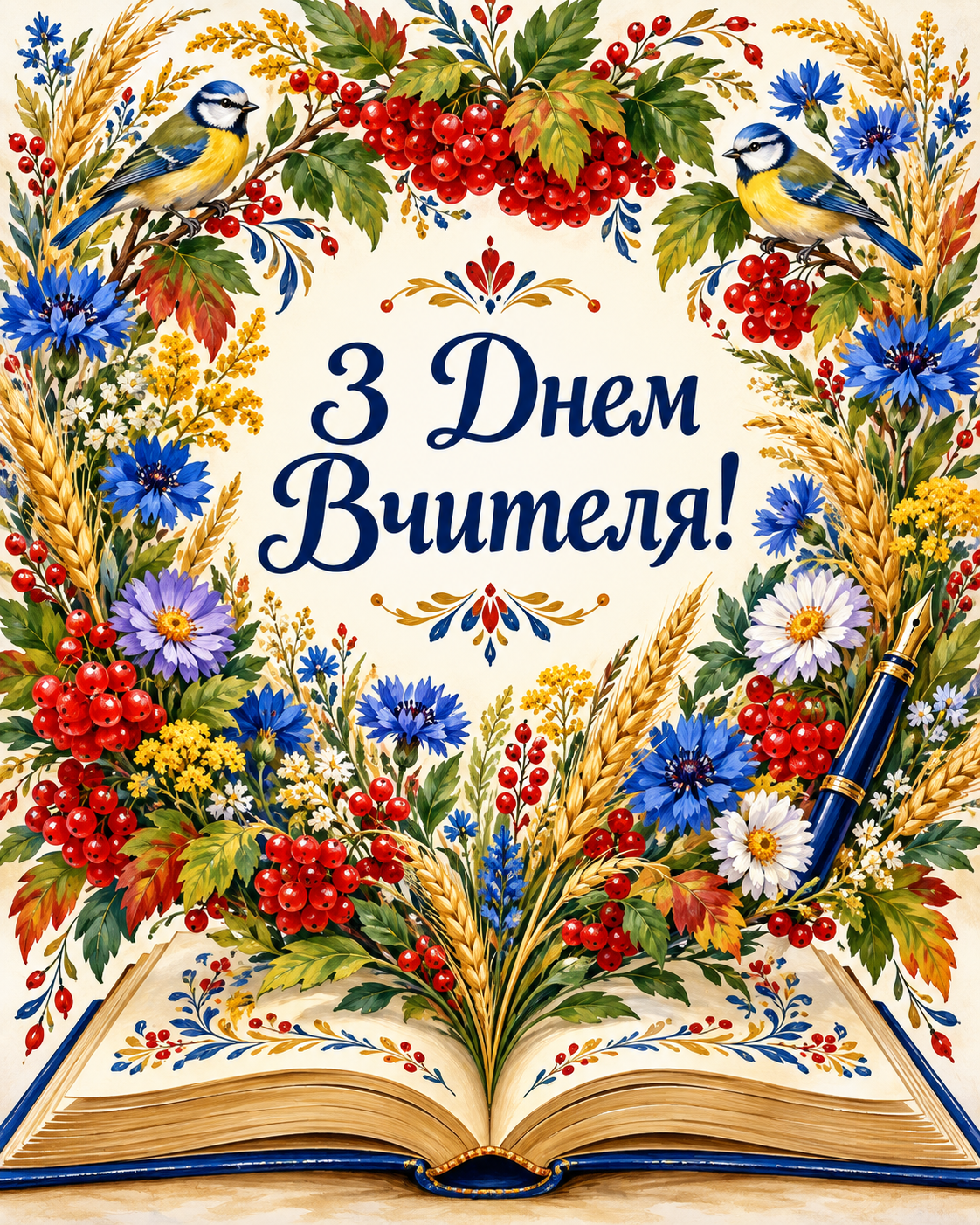 Привітання з Днем Вчителя 2026 у листівках