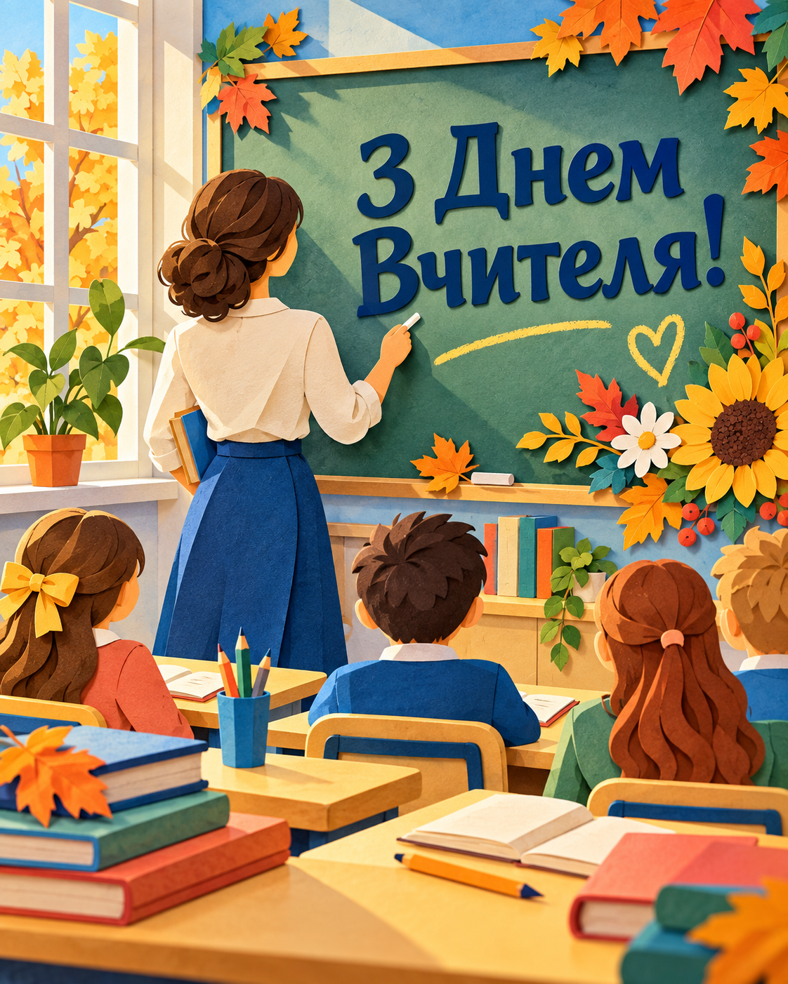 Привітання з Днем Вчителя 2026 у листівках