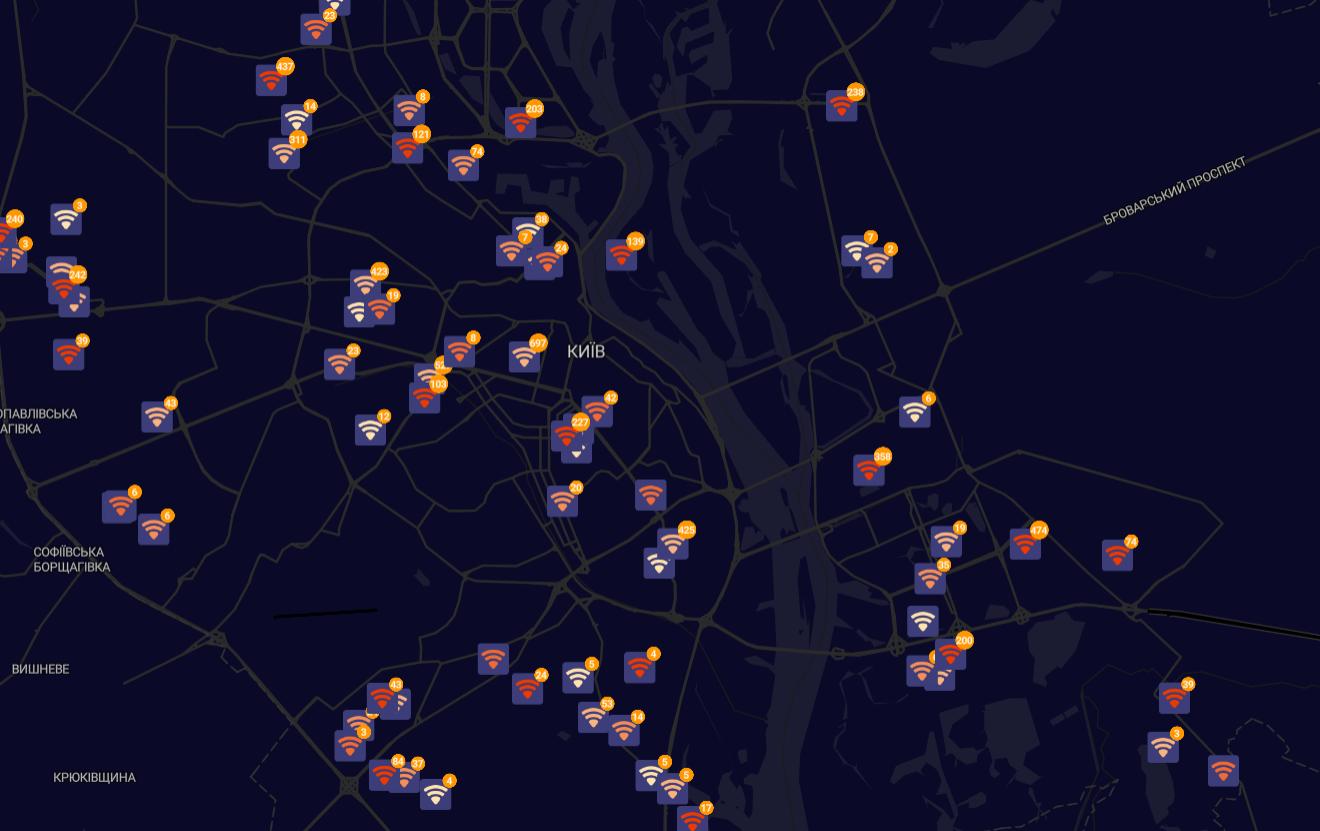 Для киян створили інтерактивну мапу провайдерів з інтернетом під час блекауту