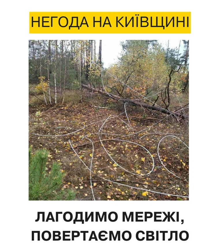 2 листопада на Київщині певимкнули світло через сильний вітер: коли відновлять 