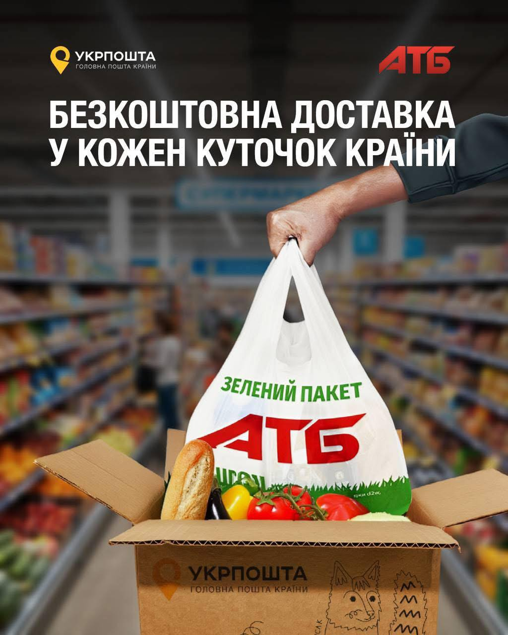 Не пропусти: доставка продуктів з АТБ Укрпоштою стала безоплатною