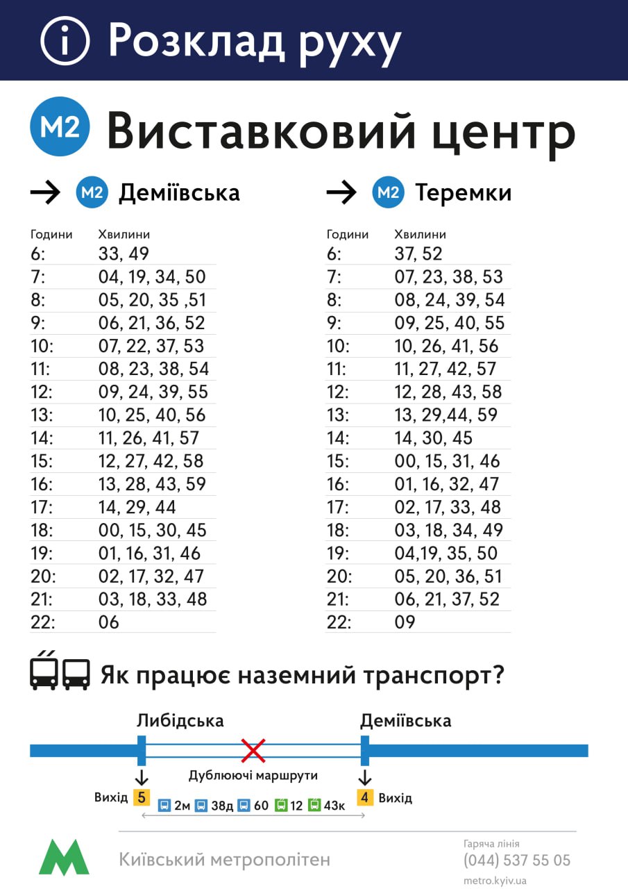 Між станціями метро “Теремки” — “Деміївська” запустили “човниковий” рух поїзді